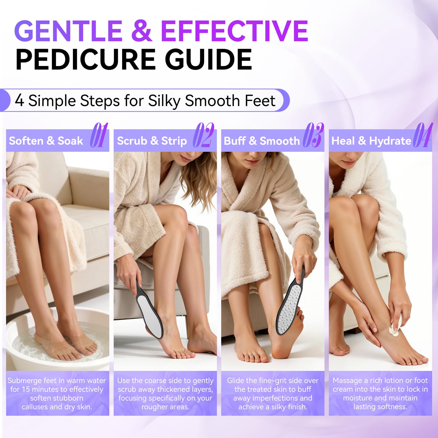 Auxmir Lima Pies Durezas Profesional, Escofina Pies Manual, Pedicura Pies 3 en 1 Dobre Cara, para Eliminar Callos Duros Piel Muerta, Acero Inoxidable, 1 pack