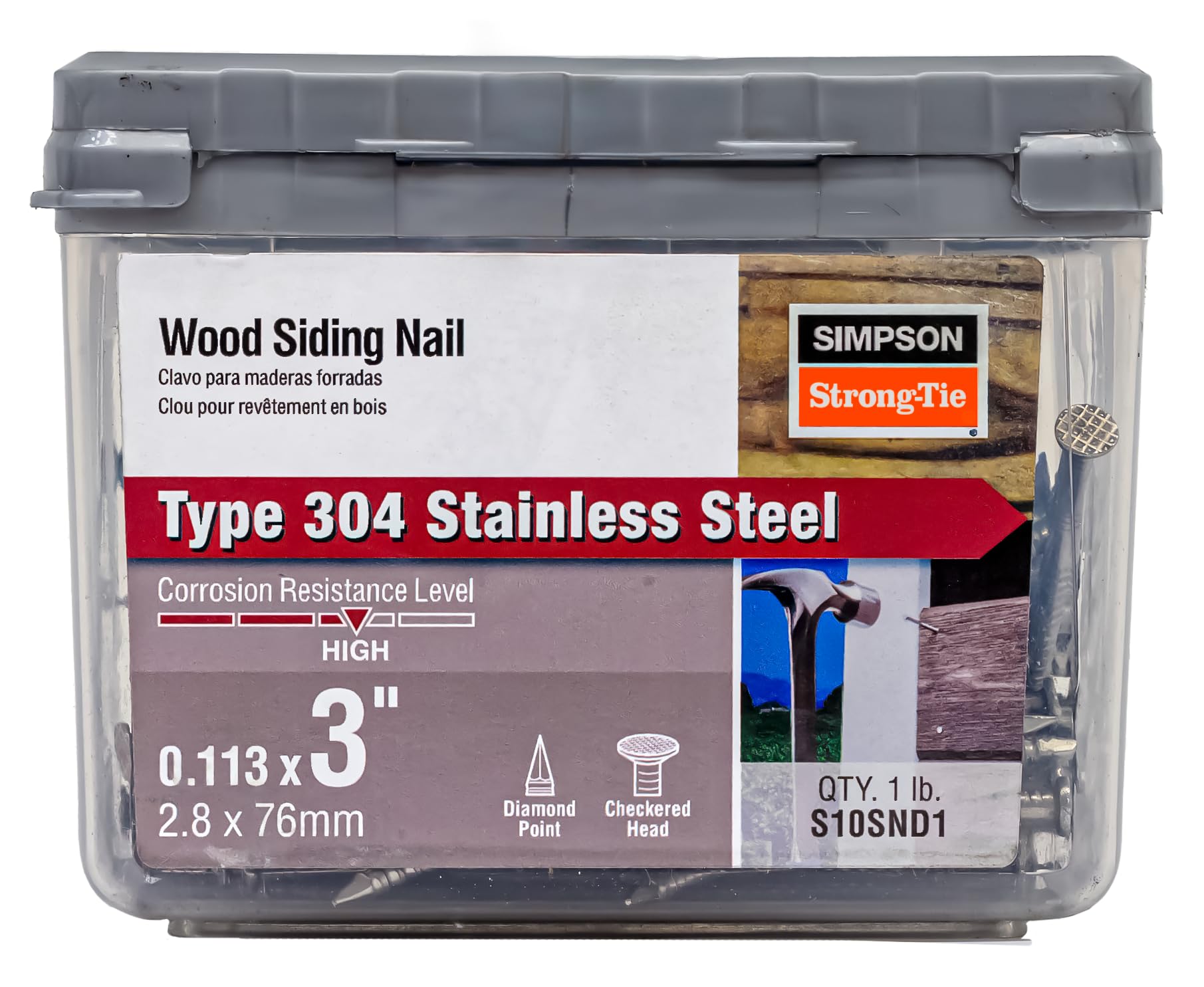Clavos de acero inoxidable s10snd1 para evitar manchas negras en fachadas de madera