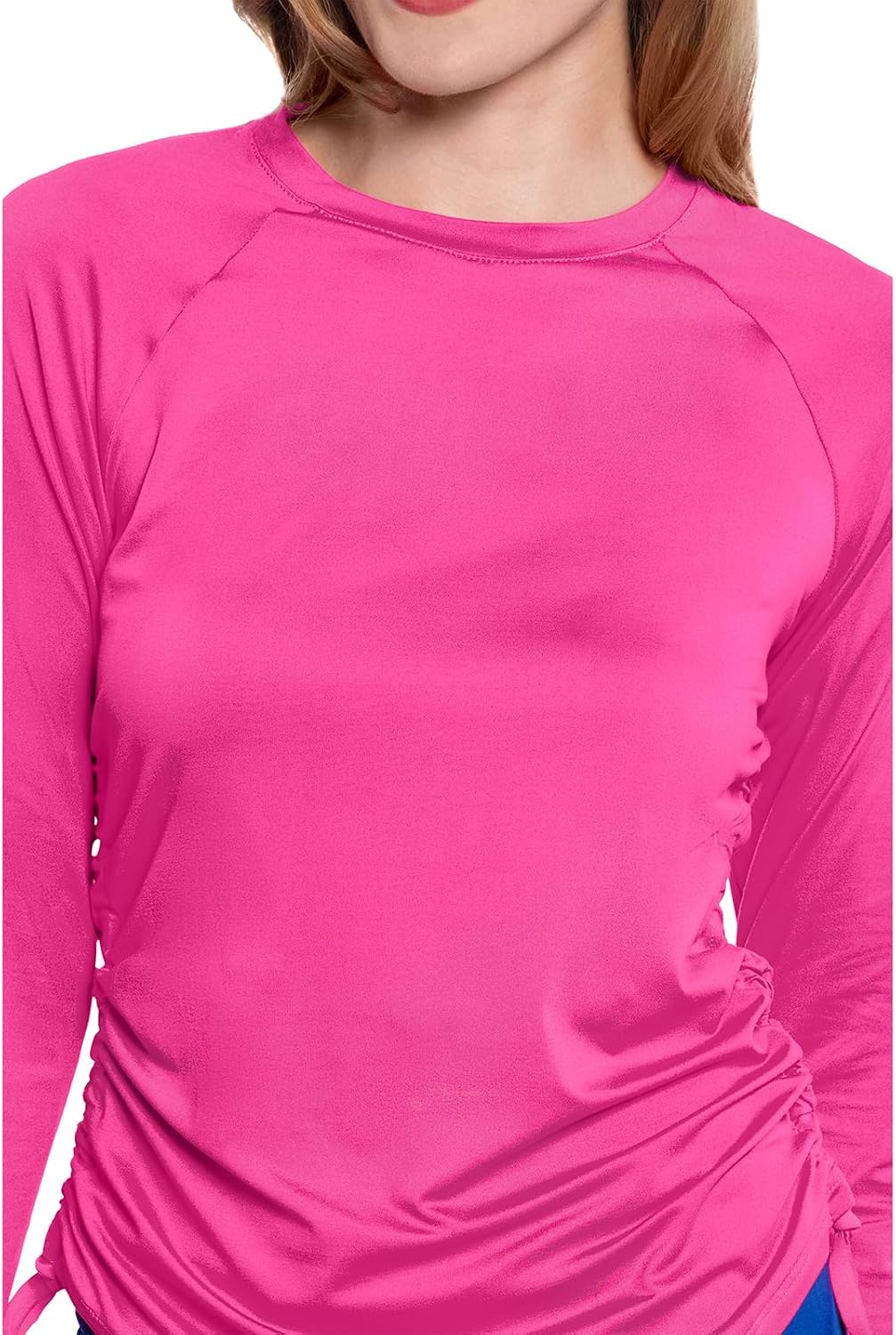 Med Couture Underscrub Long Sleeve Women Top Ruched Knit Details, Rounded Hem with Adjustable Taping at Side Seam - MC700