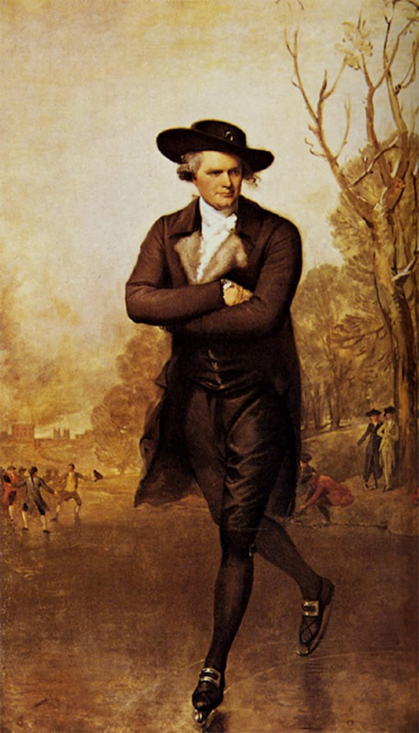 Artxlxxbn No Frame Famous Print Painting Colorful Art Print Portrait Of A Gentleman Skating Gilbert Stuart Canvas Art Decorations For Home Decor 60X90cm