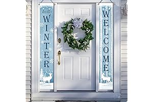Hello Winter Blue Porch Banner Sign