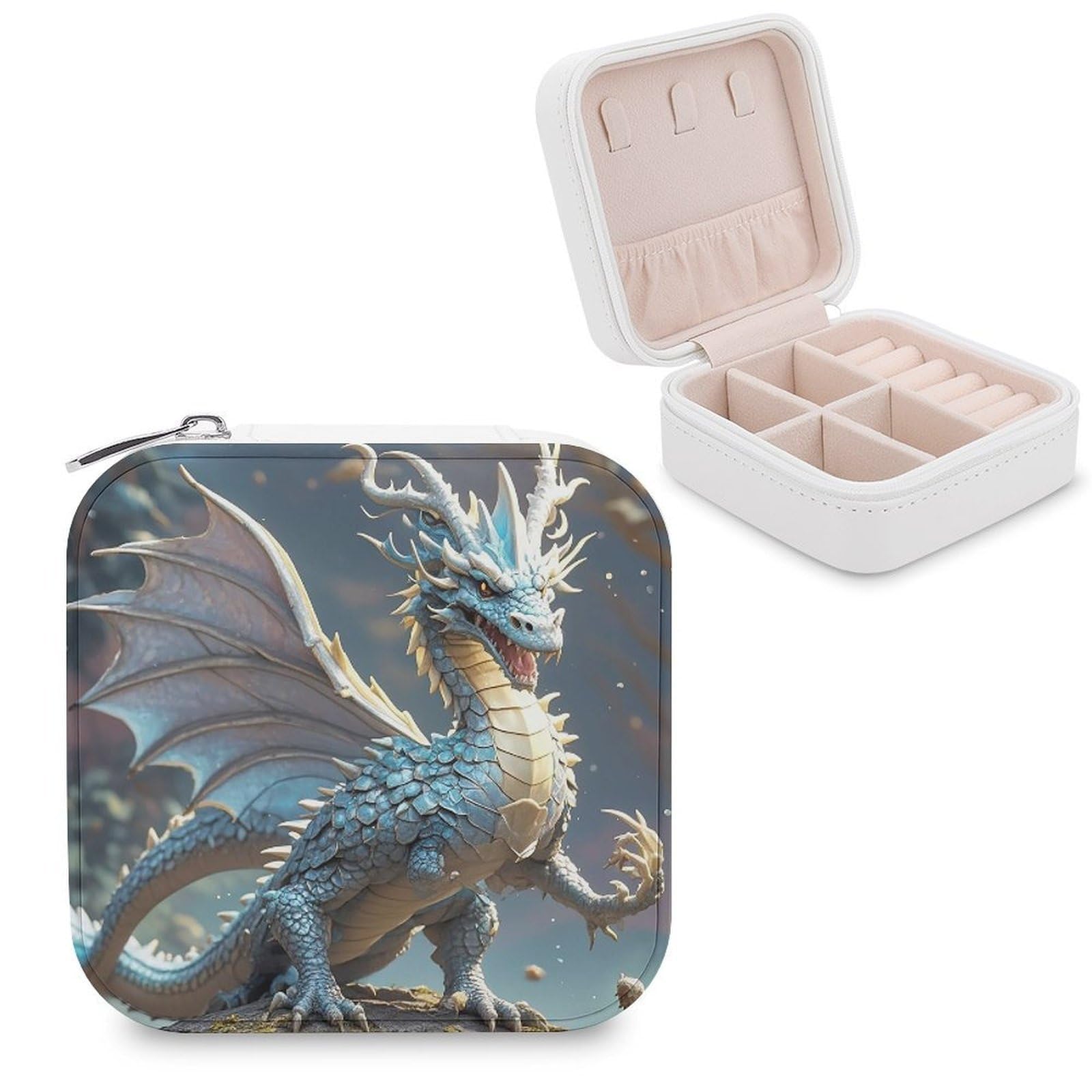 LZQPOEAS Fantasy Style Dragon Jewelry Box Mini Jewelry Travel Case Trendy Stuff Ring Box Custom PU Leather Jewelry Boxes Portable Jewelry Case Earring Storage Organizer for Girls Women