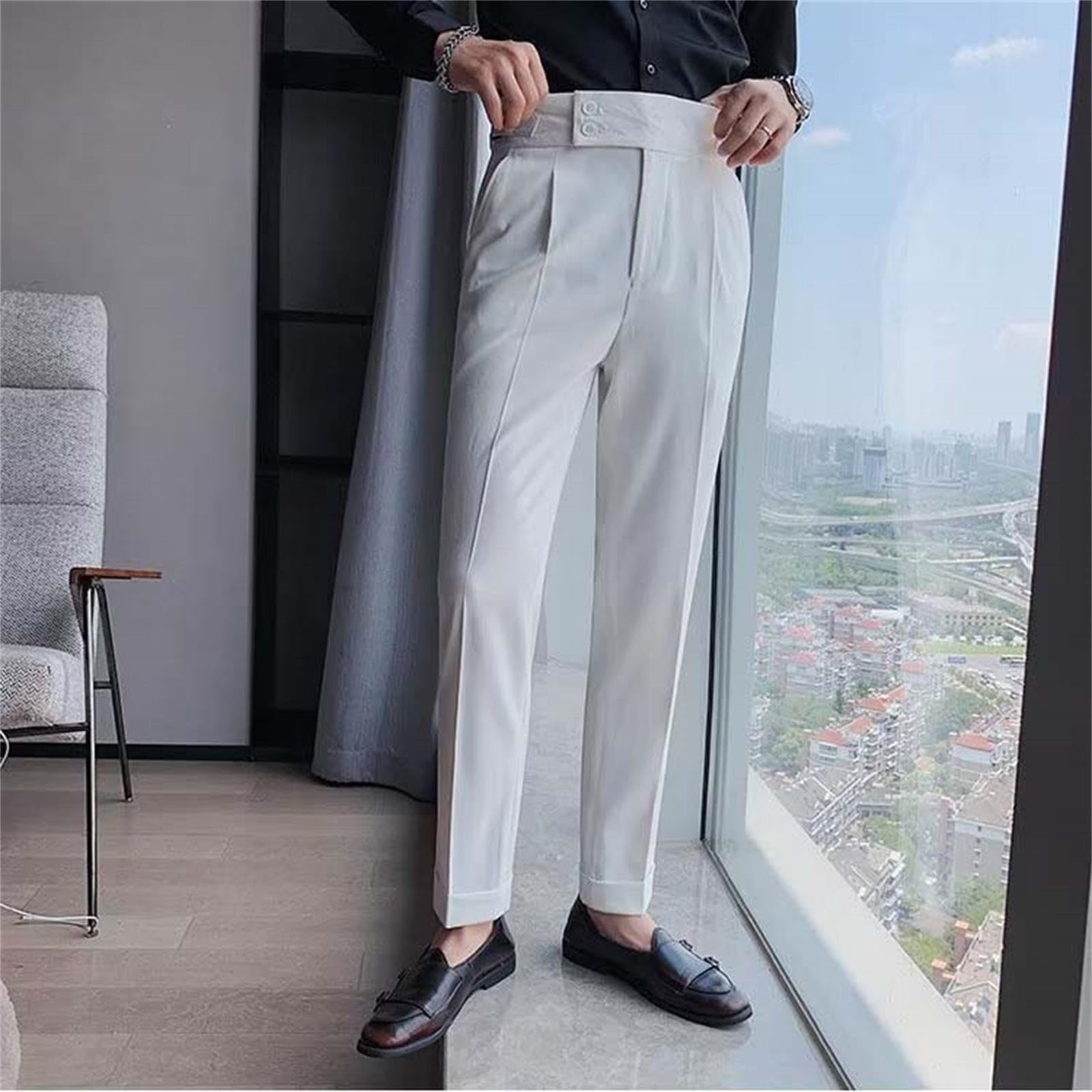 Slim Fit Small Foot Taille Haute Uni Pantalon de costume d'affaires avec jambe droite