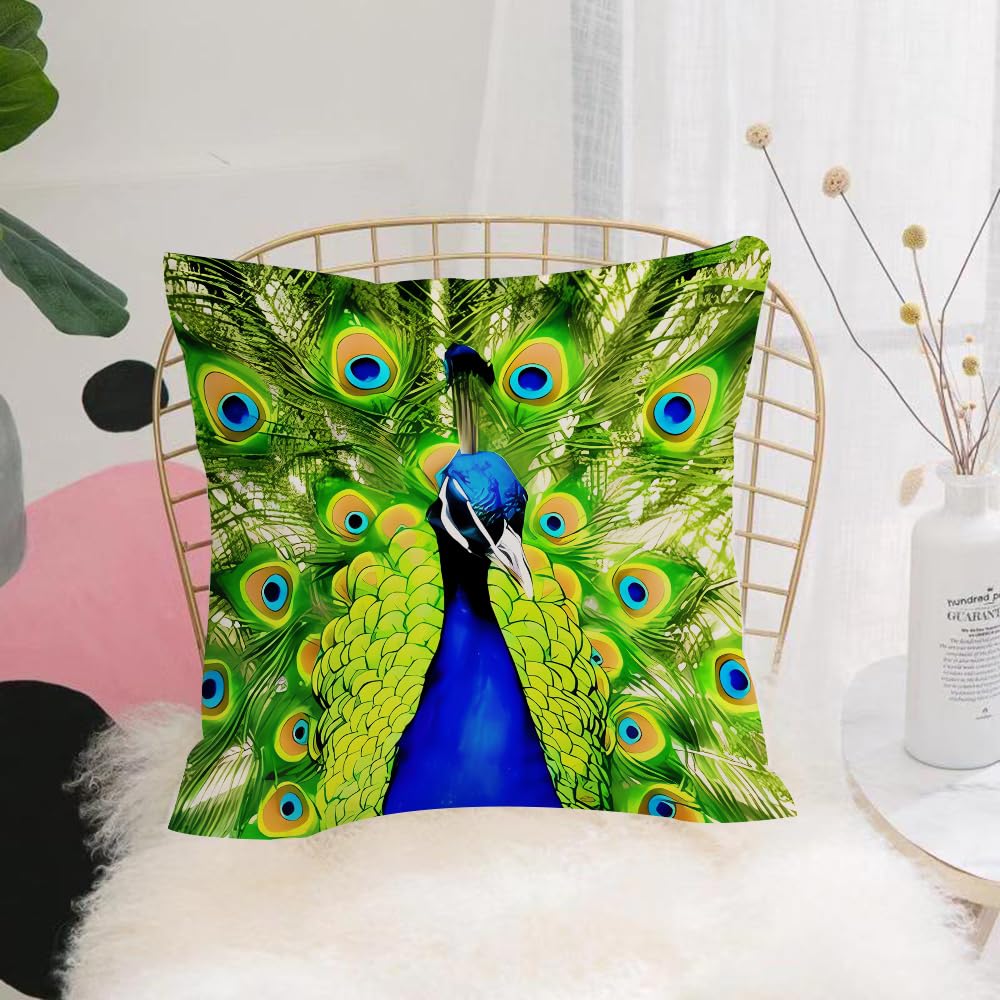 HYOSXW Cushion Cover,Throw Pillow Case Home Decorative for Living Room Bedroom Sofa Chair 16X16 Inch,Fluorescence, peacock, dazzling feather screen, fantastical and magnificent sty,Pillowcase 40X40cm