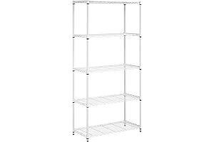 Honey-Can-Do SHF-09623 5-Tier Heavy-Duty Adjustable Shelving Unit with 350-lb Shelf Capacity, White