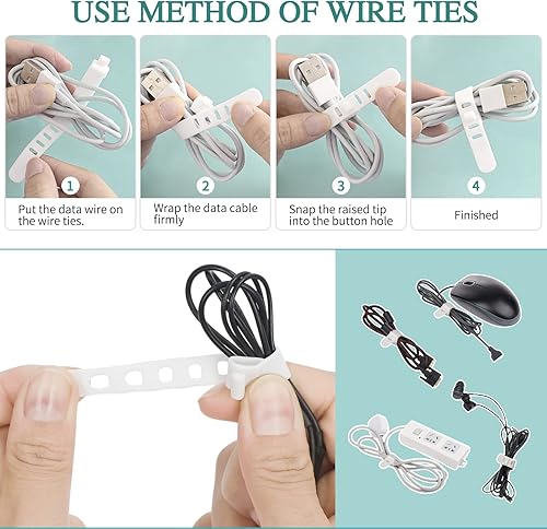 Miniatura 4 de Songaa Caja organizadora de electrónica transparente con 10 bridas de cables, caja de gestión de cables de escritorio con tapa, estuche organizador