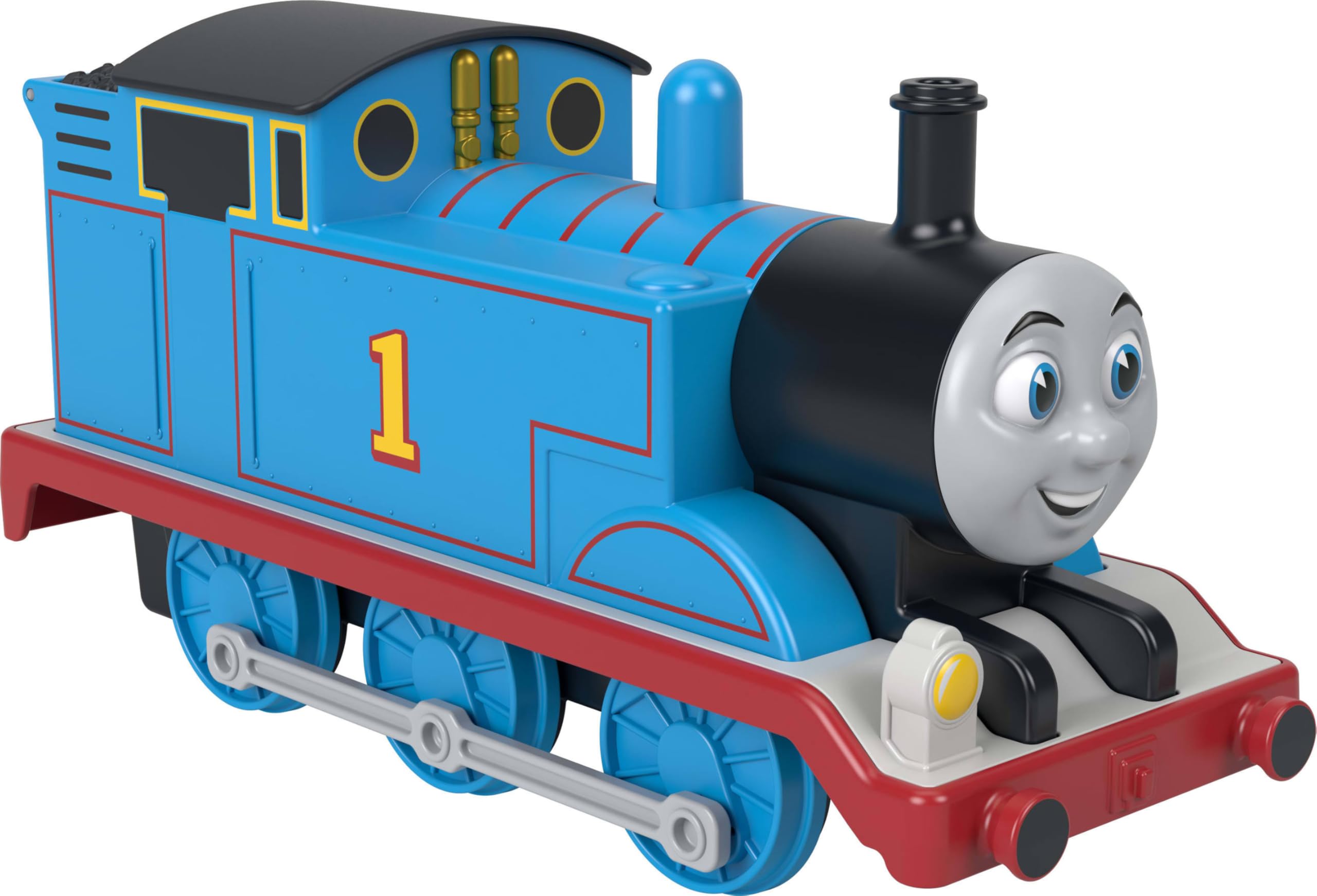 Thomas & Seine Freunde Spielzeugzug von Fisher-Price, riesiger pfeifender Thomas, große Lok, den Dampfdom drücken, damit der Zug pfeift, Gepäckfach, JRW12