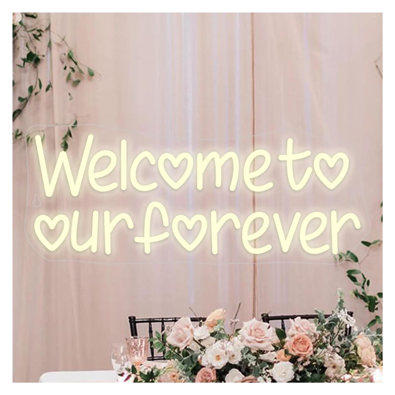 Wiszące neony artystyczne Ręcznie Robione Neonowe Znaki Zasilane Przez USB Welcome To Our Forever Neonowe Światła Odpowiednie Do Dekoracji Weselnych 17cmx42cm(A)
