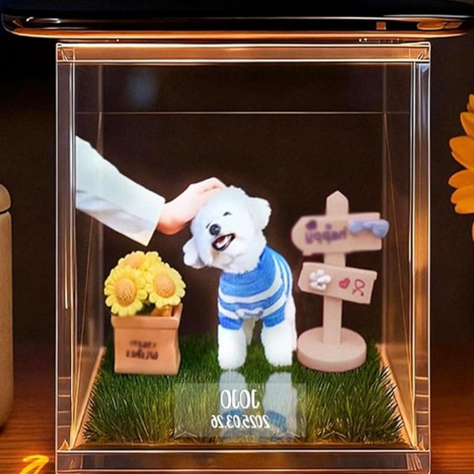 Personalizowana Skrzynka Pamiątkowa Holograficzna 3D dla Zwierząt, Pamiątka Domu Cyfrowego DIY, Dostosowany Prezent na Utracenie Zwierzęcia z Fotografią, Wyświetlacz o Wysokiej