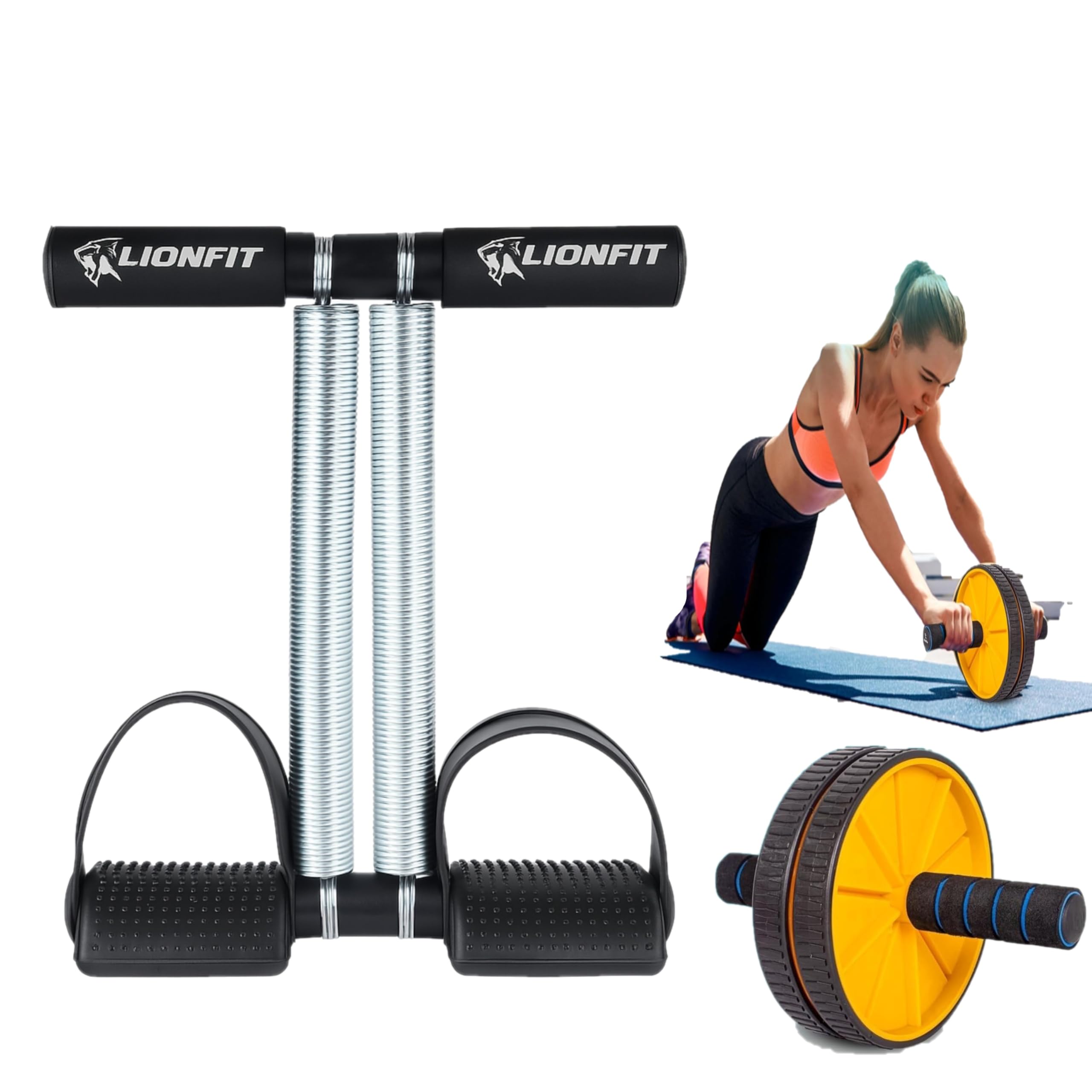 Double Spring Tummy Trimmer with Ab Roller Wheel Combo | Premium Home Gym Equipment for Abs, Core, Belly Fat & Full Body Workout – Men & Women Fitness Tool-image-7
