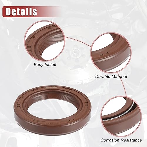 Miniatura 3 de uxcell 2 unids sello de aceite del cigüeñal del motor apto para Mitsubishi Eclipse 1990-2012 para Mitsubishi Lancer 2002-2007 goma duradera marrón