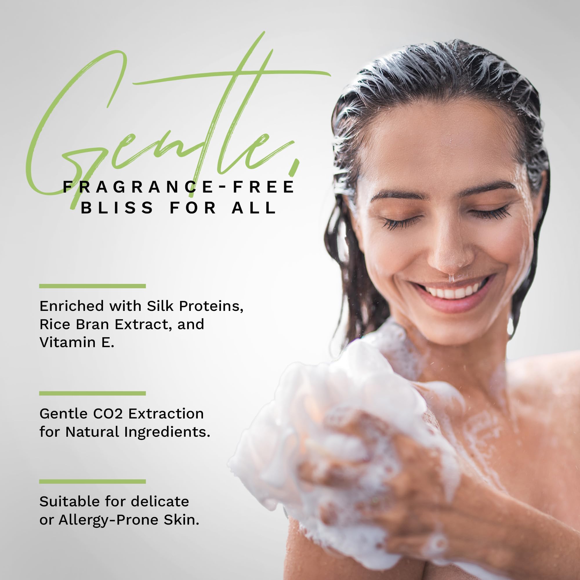 Gel douche bio - Nettoyant doux - Pour peaux sensibles - Avec huile de germe de riz - 200 ml - 100 % biologique certifié - Unique au monde - BIO + FREE