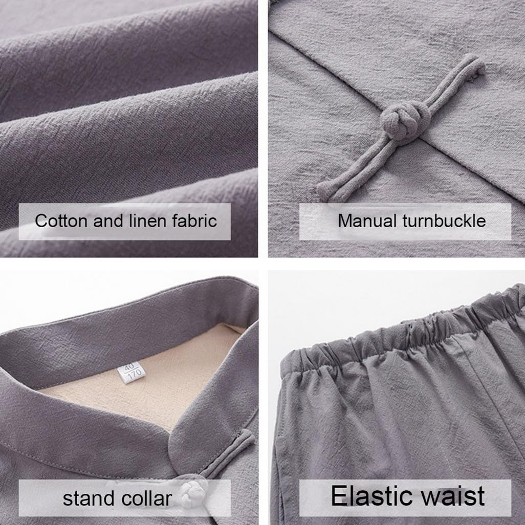 Baumwoll-Leinen-Tang-Anzug für Herren, Hanfu, chinesische traditionelle Kleidung, Kampfsport-Anzug, Kung-Fu-Flügel-Chun-Jacke, langärmelig, Tai-Chi-Uniform, Mantel, Hose