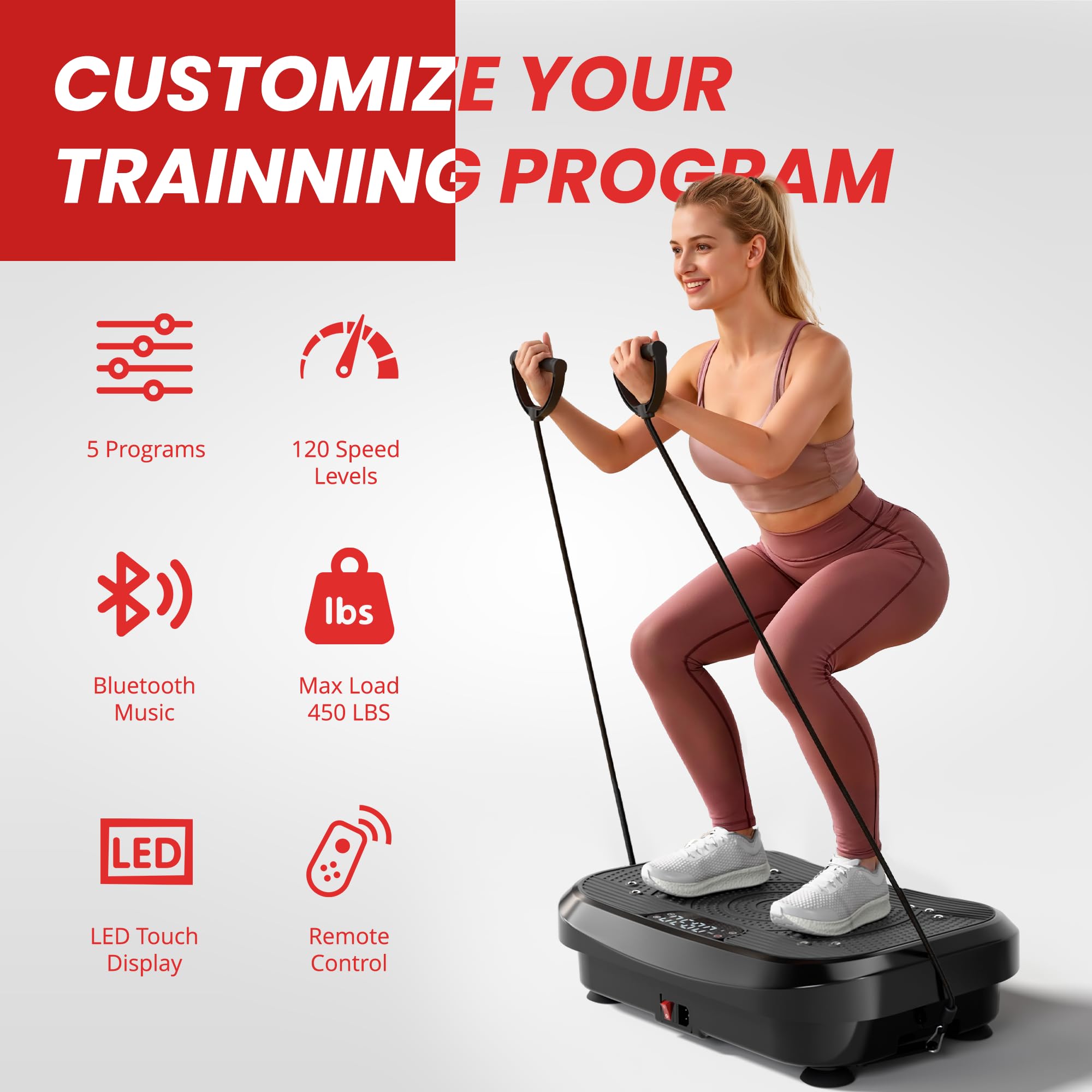 MOMODA Plateforme de Vibration Machine d'Exercice, 120 Vitesses Réglables, Vibrateur Corps Entier Perte de Poids