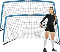 BOHEN 9x5 FT Portable Kids Soccer Goal with Carry Bag - Folding Soccer Net for Backyard Training, Indoor/Outdoor Youth & Adult Use