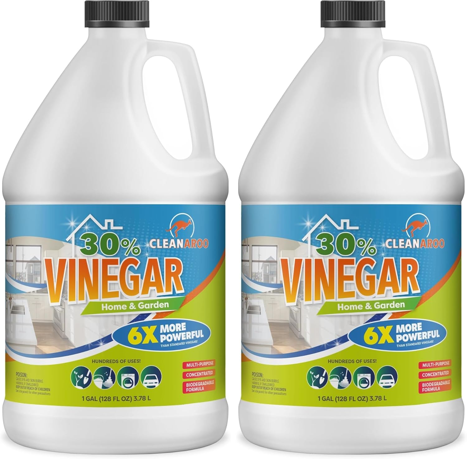 30% Concentration Vinegar, All-Natural Multipurpose General Cleaner (1 Gallon) (Pack of 2)
