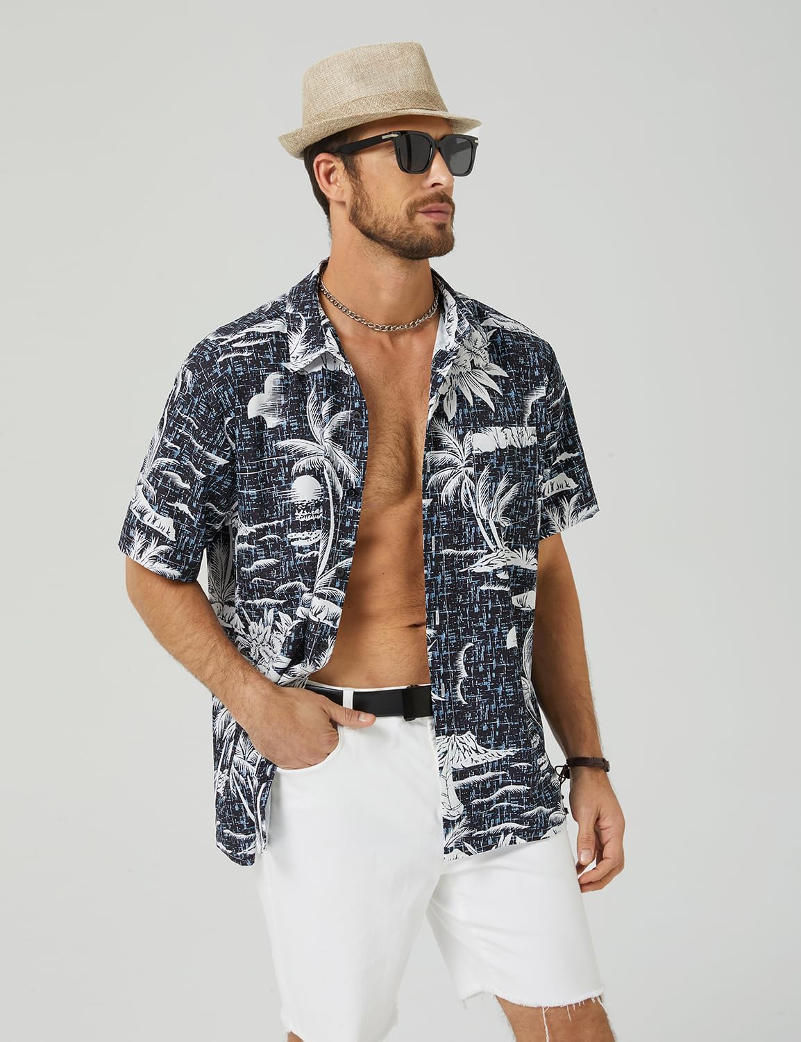 Hardaddy Men's Hawaiian Shirt Short Sleeves Coconut Printed Button Down Summer Beach Casual Shirts - Image 2