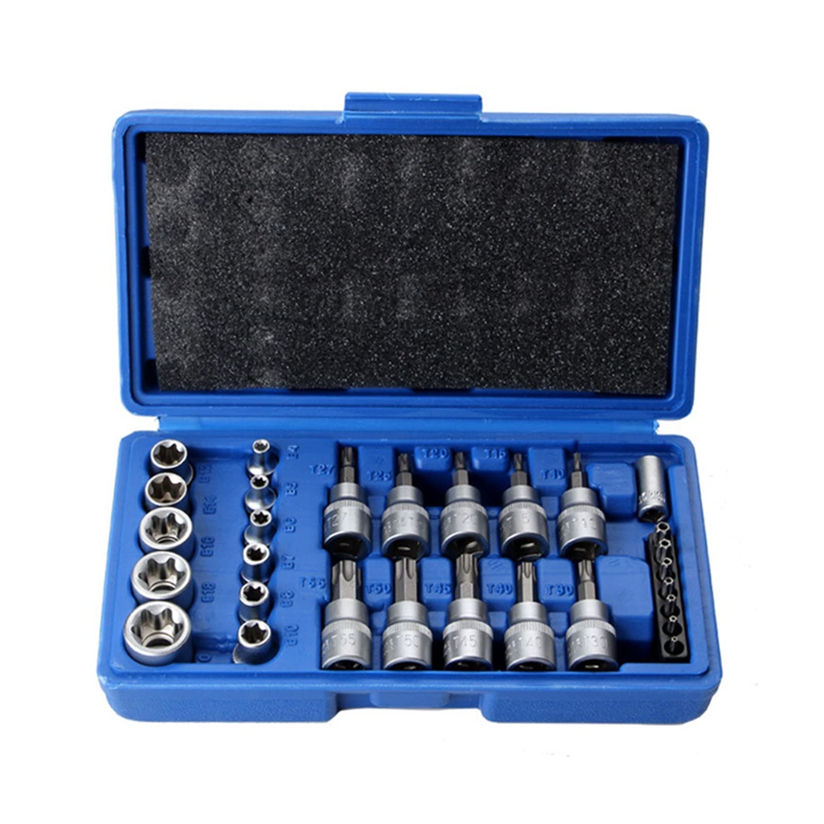 yaoqijie Gniazdo Torx Star Set & Bit Male Kobieta E Gniazda z Torx Narzędzie Ki, zewnętrzny moment obrotowy Gniazdo Ustaw narzędzie do naprawy silnika lasting (Color : 29PCS)