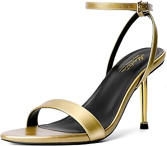 Mostrin Heels for Women Strappy Lace Up Ankle Strap Heels Pointed Open Toe Stiletto High Heeled Sandals for Prom, Party, Daily