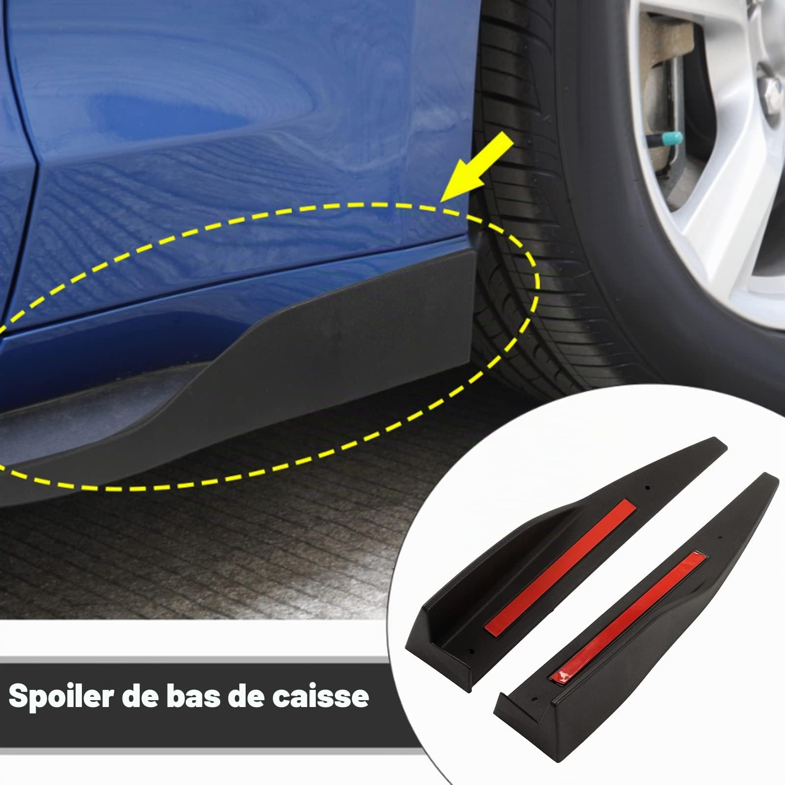 Spoiler de Jupe latérale, 2pcs empêchent Les Rayures résistant à la Chaleur élégant diffuseur d'ailettes à Bascule résistant à l'usure pour Les Voitures, Décorations Automobiles