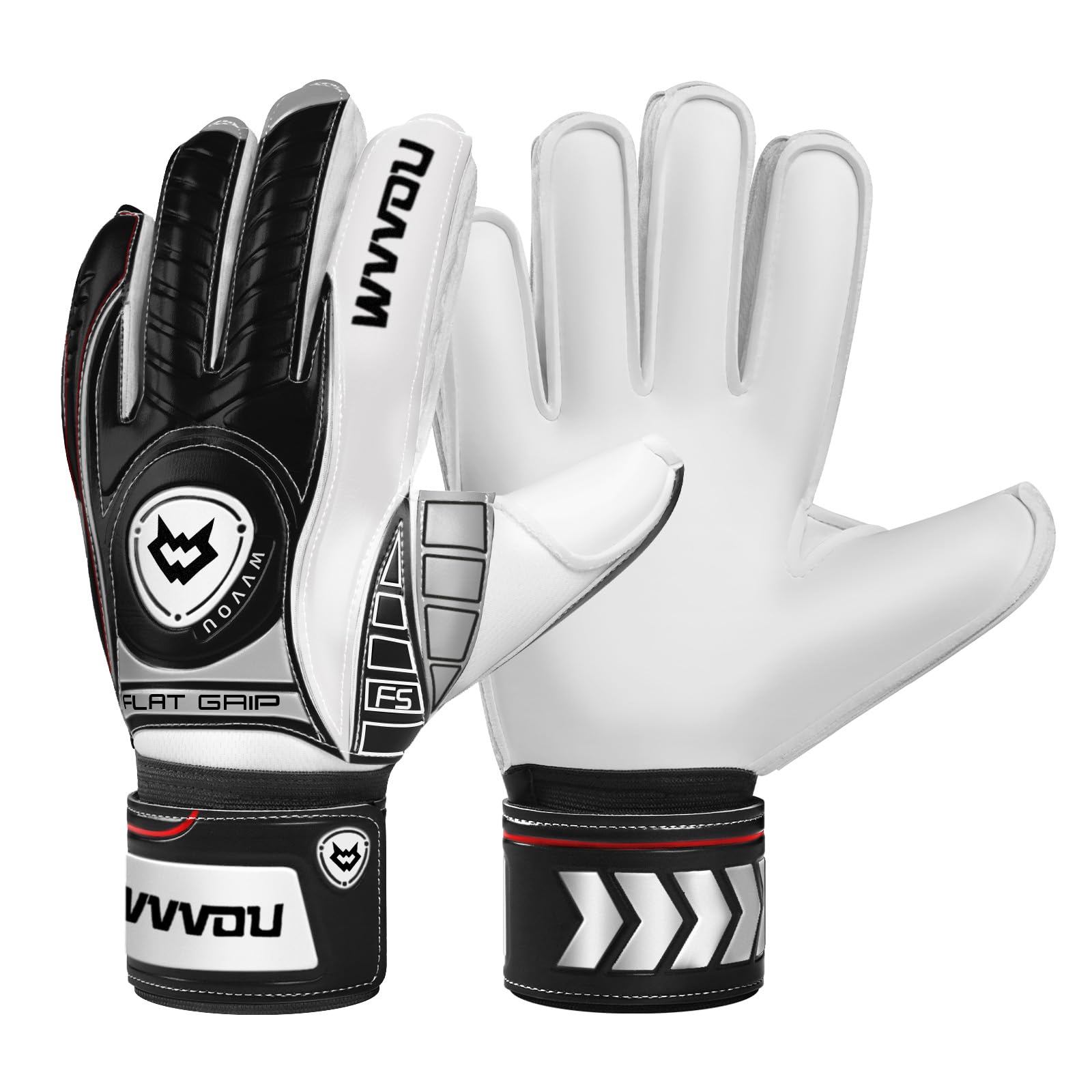 WVVOU Goalkeeper Gloves with Finger Protection Football Gloves Goalkeeper Glove (Black, 6)