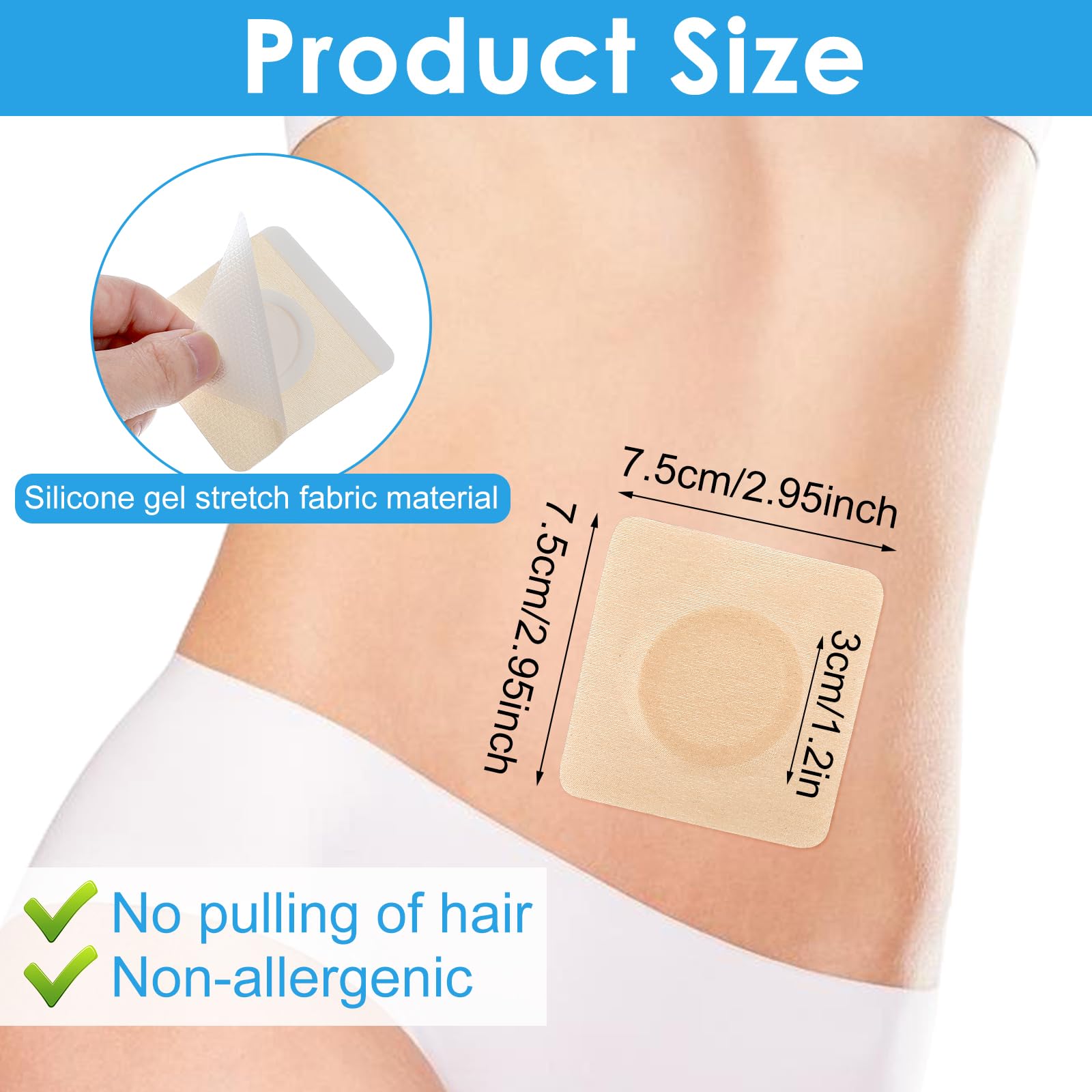 AOZUO 20Pcs Castor Oil Patches, Disposable Castor Oil Pack Wrap Belly Button Self-Adhesive Anti-Leakage Acupoint Patch Highly Absorbent Belly Button Blank Pack Wrap Silicone Gel Stretch Pad(20Pcs,M)