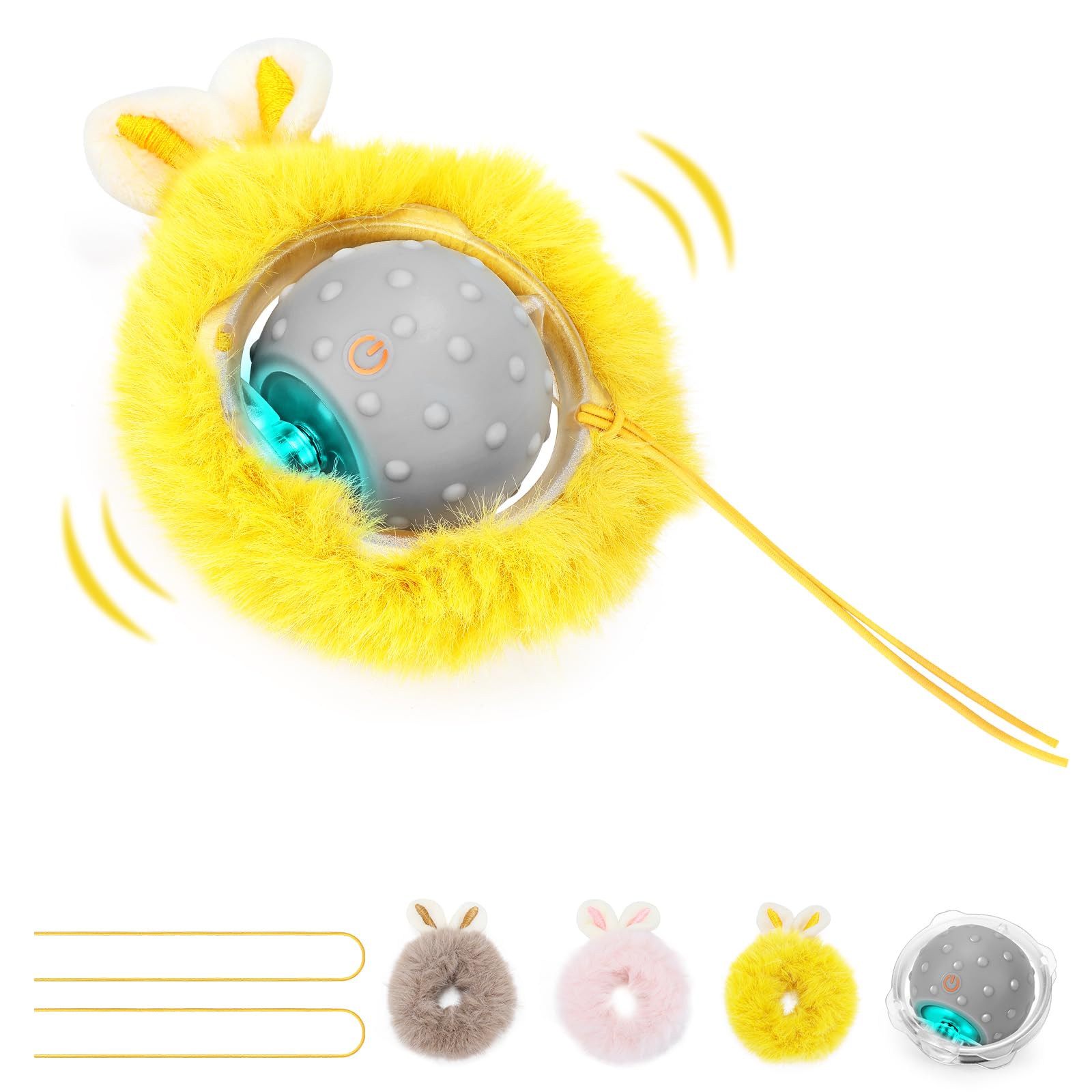 PETTOM Bola de Juguete para Gato, Automática Juguetes de Gatos con Carga USB, Pelota Interactiva de 360 Grados con LED Recargable, Inteligente Pelotas de Mascotas para Interactivo
