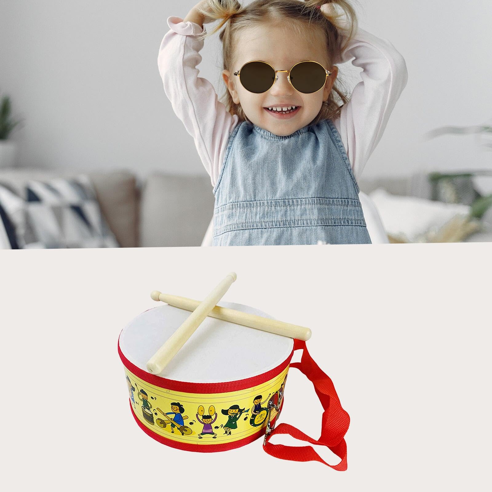 CoudarTitie Drum Set with Adjustable Strap, Musical Instrument, Gift Idea, Toy Drum Set, Hand Drum for Boys and Girls to Learn to Play, Cartoon — view 7