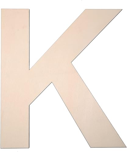 Letra K de madera de 12 pulgadas de grosor, letra de madera grande sin terminar de 14 de pulgada de grosor para manualidades, decoración de pared