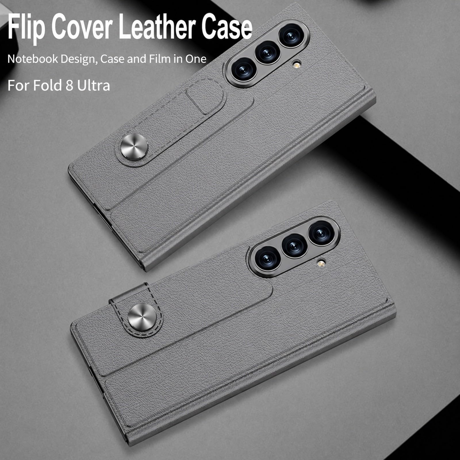 Generic etui kompatybilne z Samsung Galaxy Z Fold 8 Ultra (kolor: zielony) odporny na wstrząsy skórzany uchwyt na długopis twarde etui z klapką z przednią folią szklaną