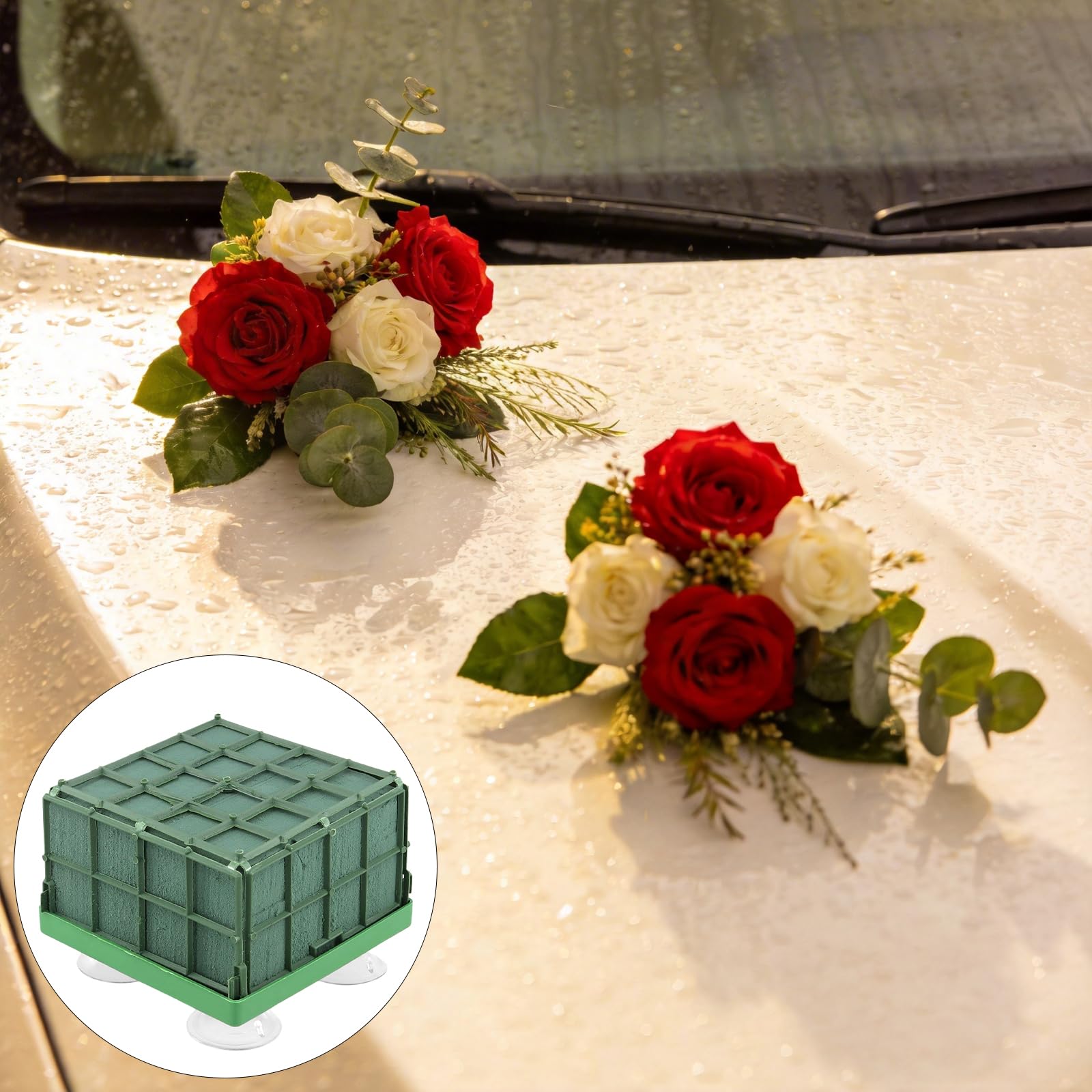MOUYAT 12 blocchi in schiuma per fiori, gabbie quadrate in schiuma floreale con ventose, 10,2 x 10,2 x 7,6 cm, in schiuma per composizioni floreali, centrotavola per matrimoni, decorazioni per la casa