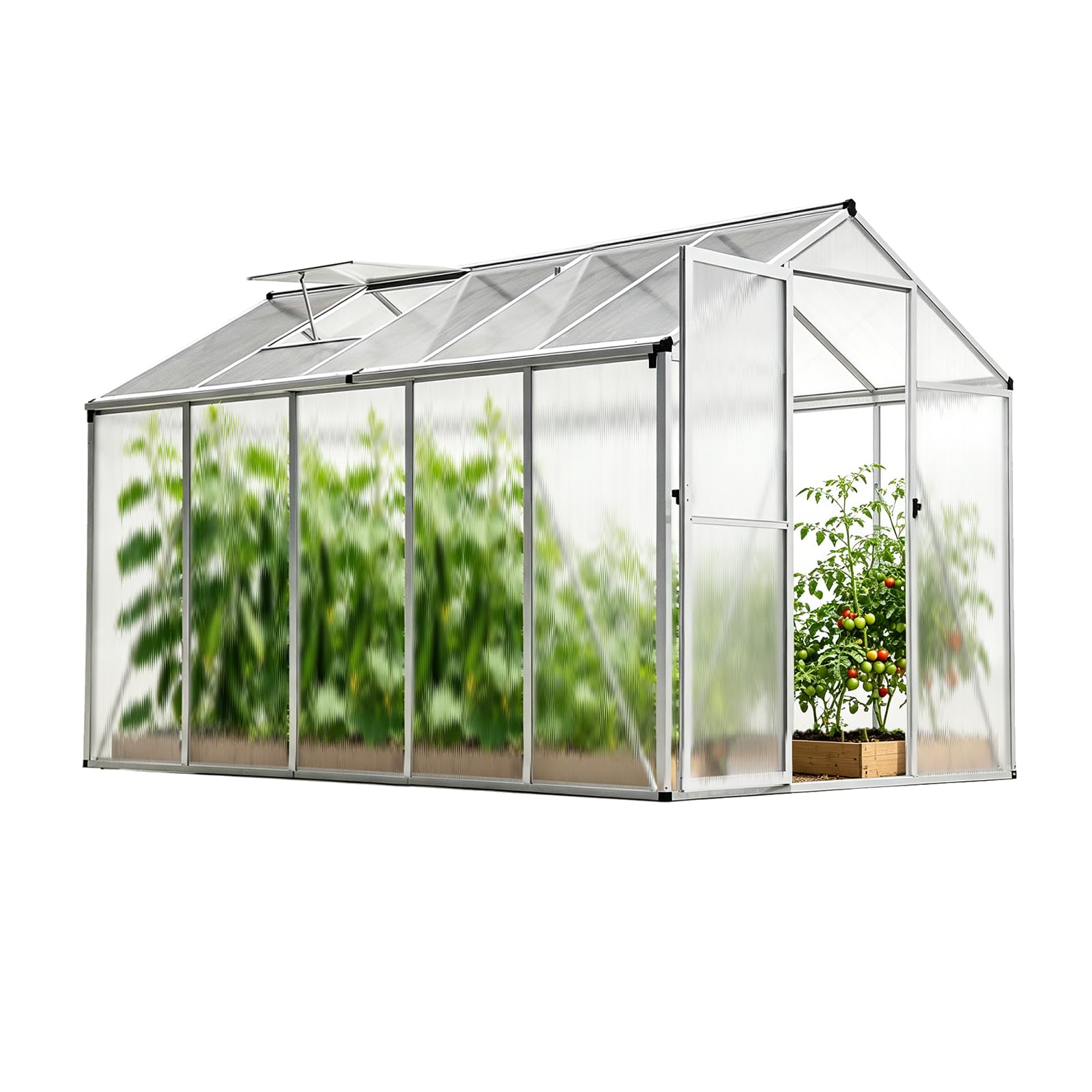 Gewächshaus Aluminium für den Garten | 177*300*193 cm | Vielseitig nutzbar als Treibhaus Gartenhaus Winterfest Aufzucht Tomatenhaus Frühbeet und Pflanzenhaus Weiß