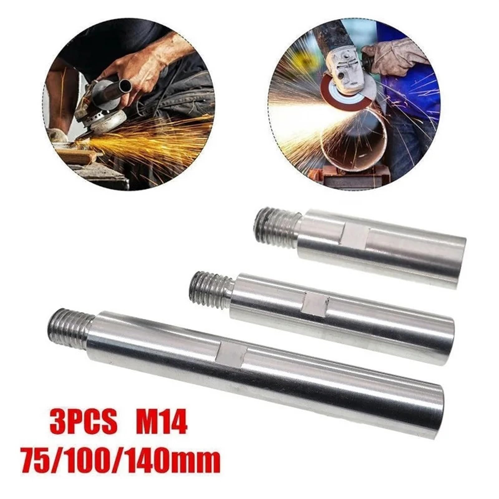 Szlifierka kątowa polerka pręt przedłużający 75/100/140mm M14 adapter gwintowy pręt przedłużający polerowanie akcesoria do szlifowania 3 szt.