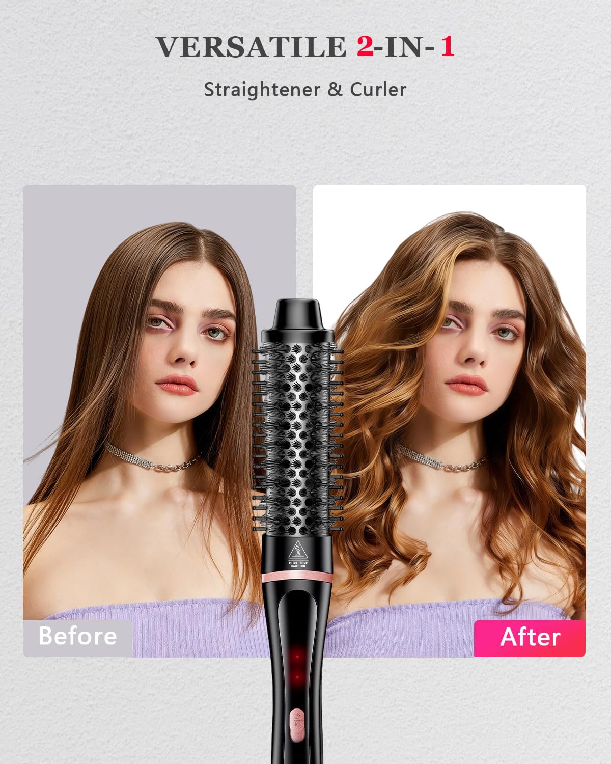 5 in 1 Lockenstab, Schnellaufheizende Thermischer Bürste mit 4 austauschbaren Keramik Barrels (0,35"-1,25") Dual-Voltage Reisegeräte Geburtstagsgeschenk für Frauen - Lockenstab Set für Locken Föhnlook