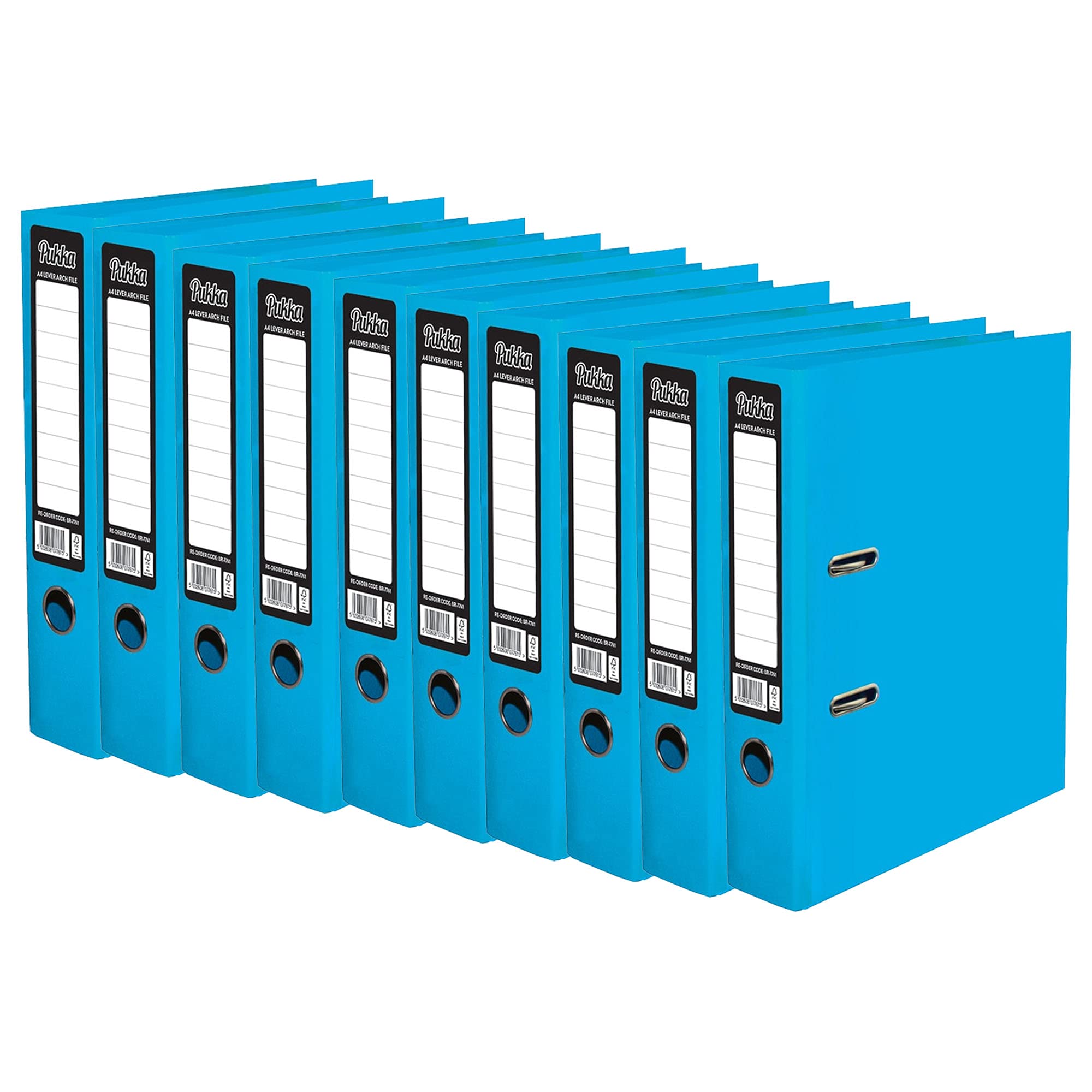 10 x Pukka A4 Glossy 2-Ring Lever Arch File School Work Office 75mm Spine File Organiser (Blue)