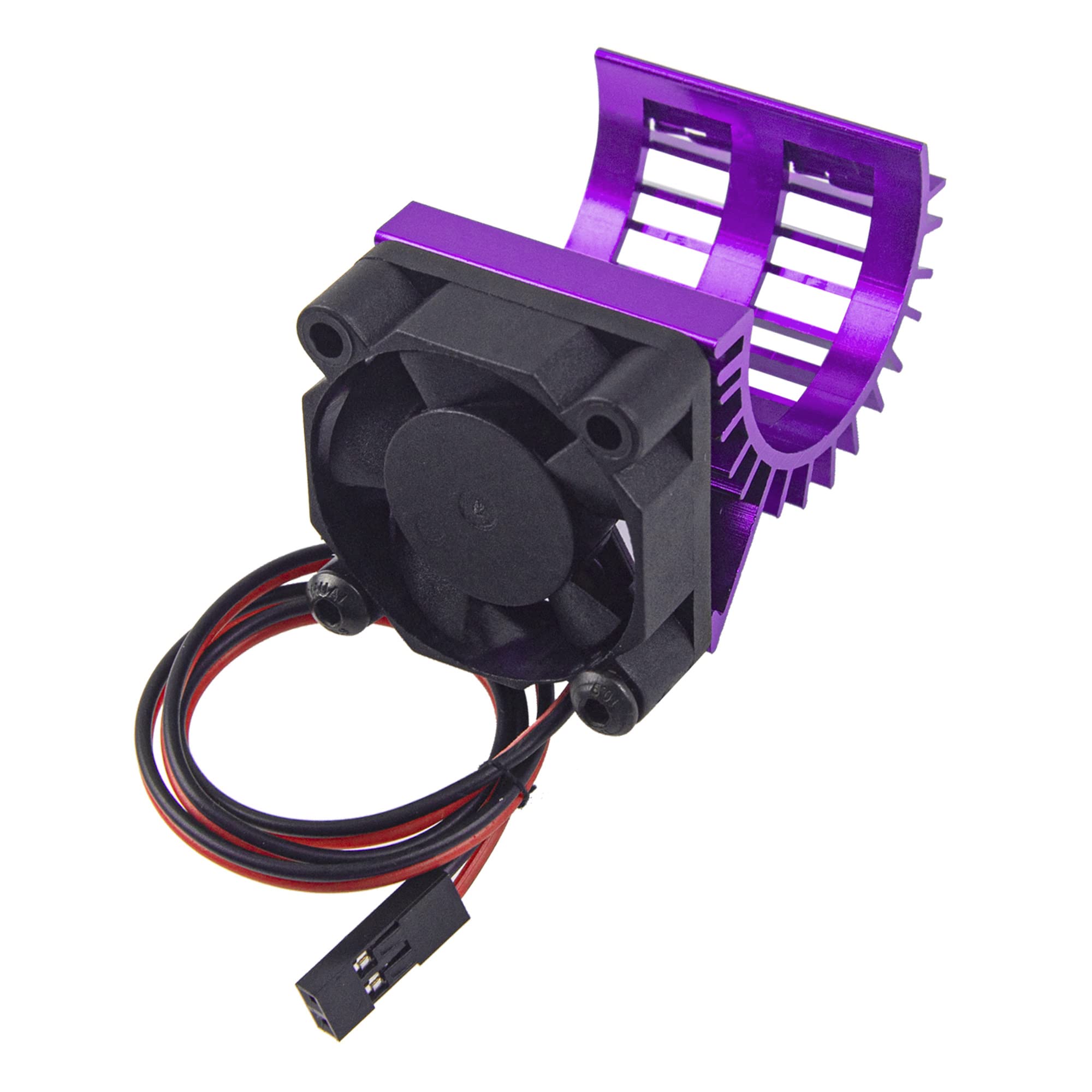 ShareGoo Aluminum 380 390 Motor Heatsink with Cooling Fan Electric Engine Heat Sink Compatible with HSP HPI Wltoys Himoto Redcat 1/16 1/18 RC Car (Purple)