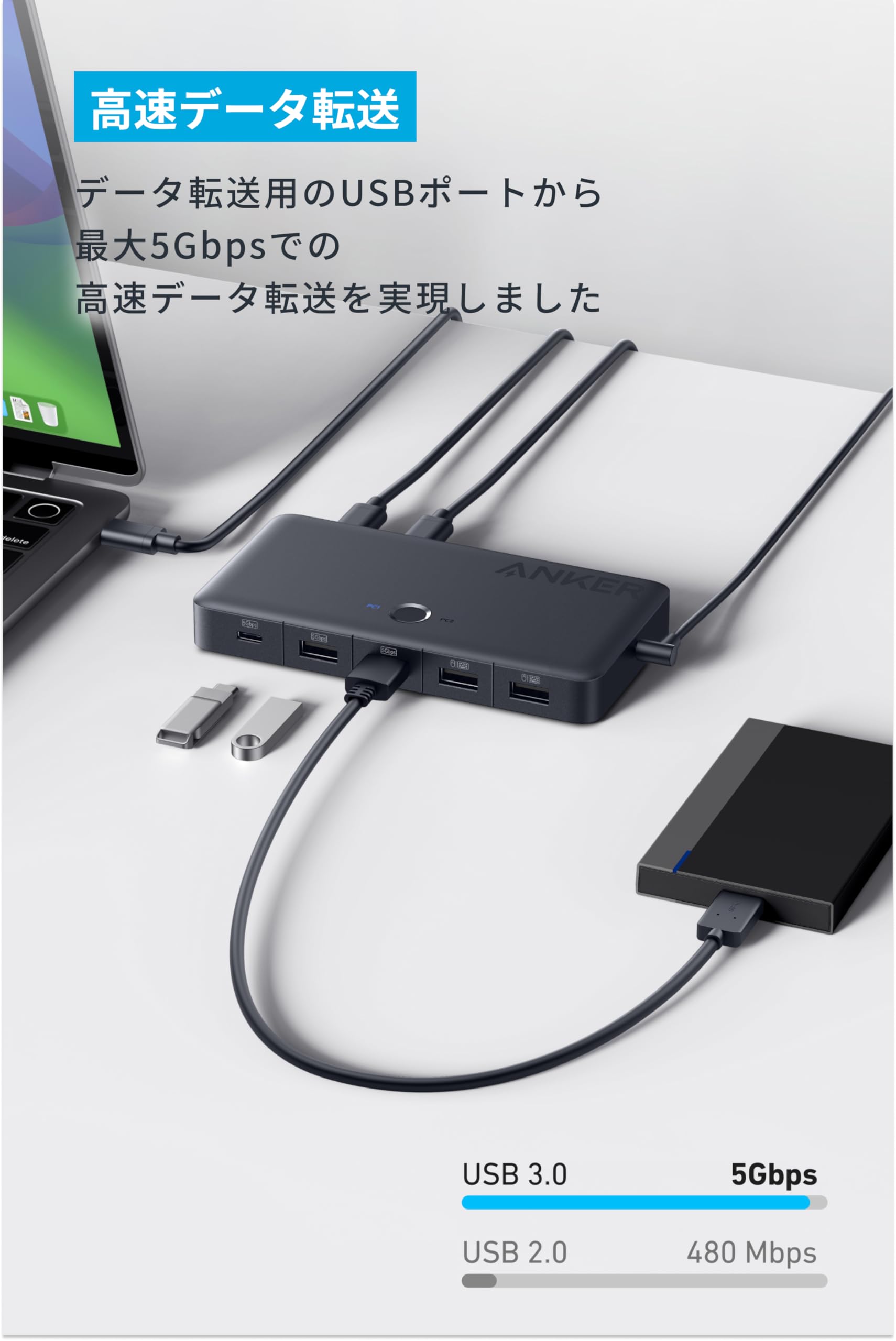 Amazon | Anker KVM Switch (4K, For デスクトップPC & ノートPC) 11 