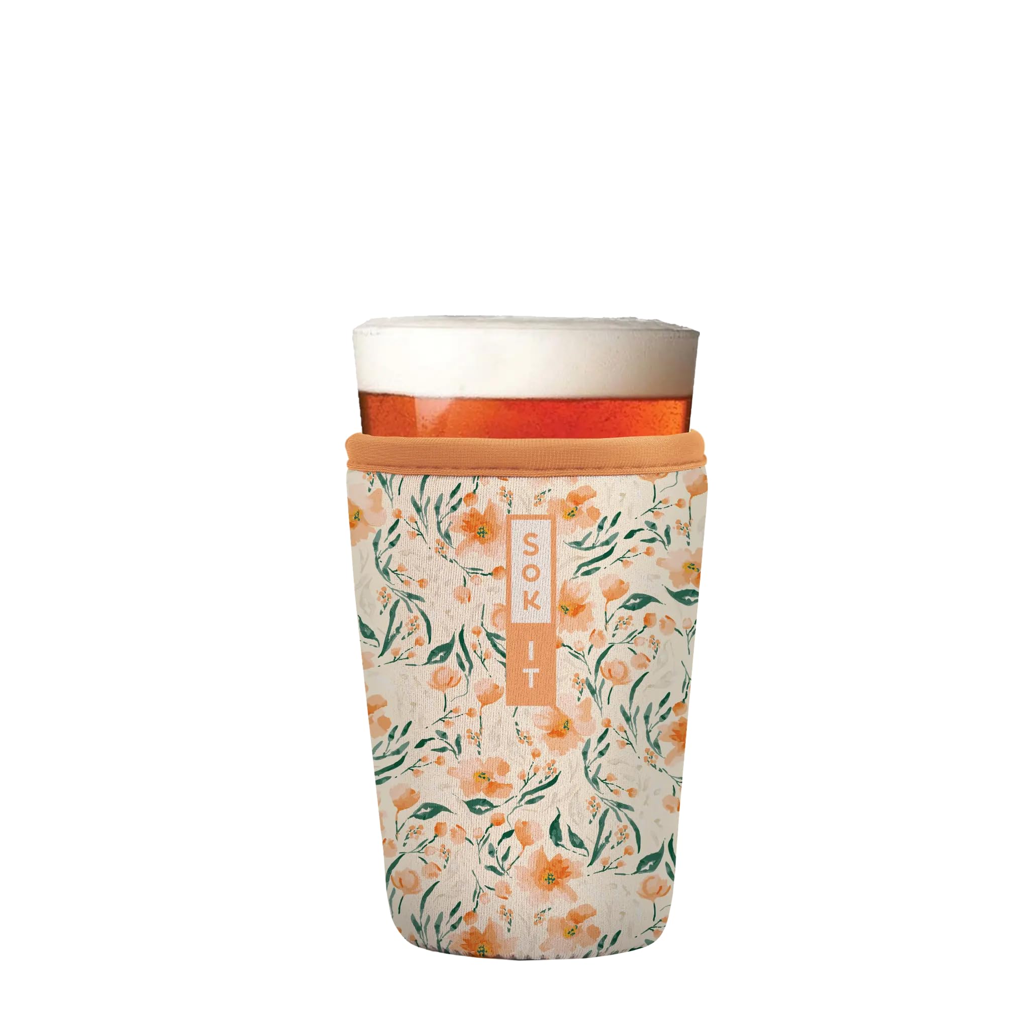Sok It PintGlassSok Beer Glass Sleeve Insulated Neoprene Cover (Blush Blossoms, Pint Glass Sleeve)