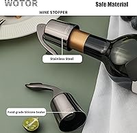 Vista 4 de WOTOR Tapones para botellas de vino de acero inoxidable con silicona, reutilizable, protector de vino y sellador decorativo de botellas, a prueba
