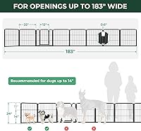 Vista 68 de FXW Puerta para perros extra ancha diseñada para uso en interiores, ancho ajustable de hasta 165 pulgadas de ancho