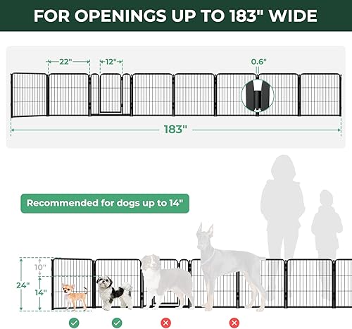 Miniatura 68 de FXW Puerta para perros extra ancha diseñada para uso en interiores, ancho ajustable de hasta 165 pulgadas de ancho (40 pulgadas de alto, 6 paneles
