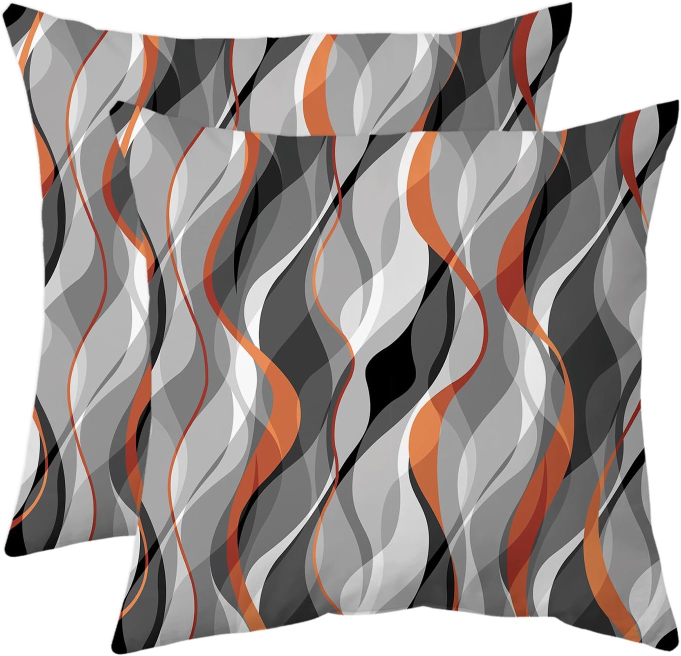 Orange and White Grey Throw Pillow Covers Set of 2 Modern Geometric Lines Cushion Covers for Living Room Sofa Accent Home Decor Abstract Art Decorative Pillowcases Outdoor Pillows Covers 18"x18"