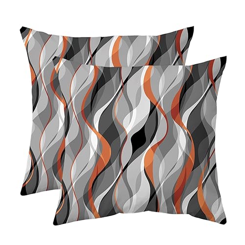 Orange and White Grey Throw Pillow Covers Set of 2