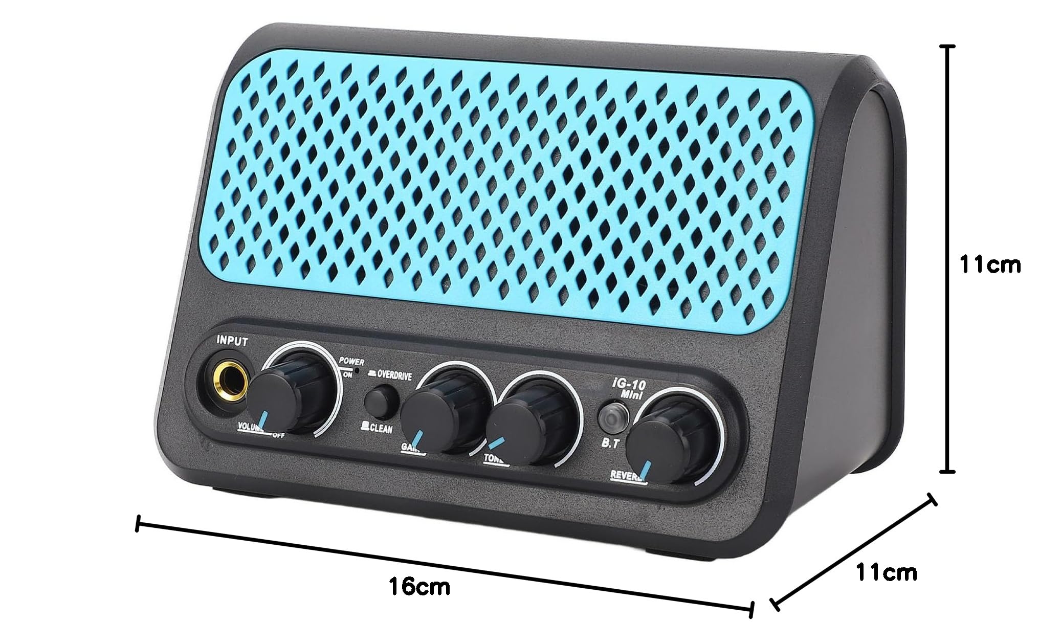 IG-10Mini Piccolo Amplificatore per Chitarra, Altoparlante da Tavolo per Chitarra Elettrica da 10 W con 2 Altoparlanti da 1, 75 Pollici