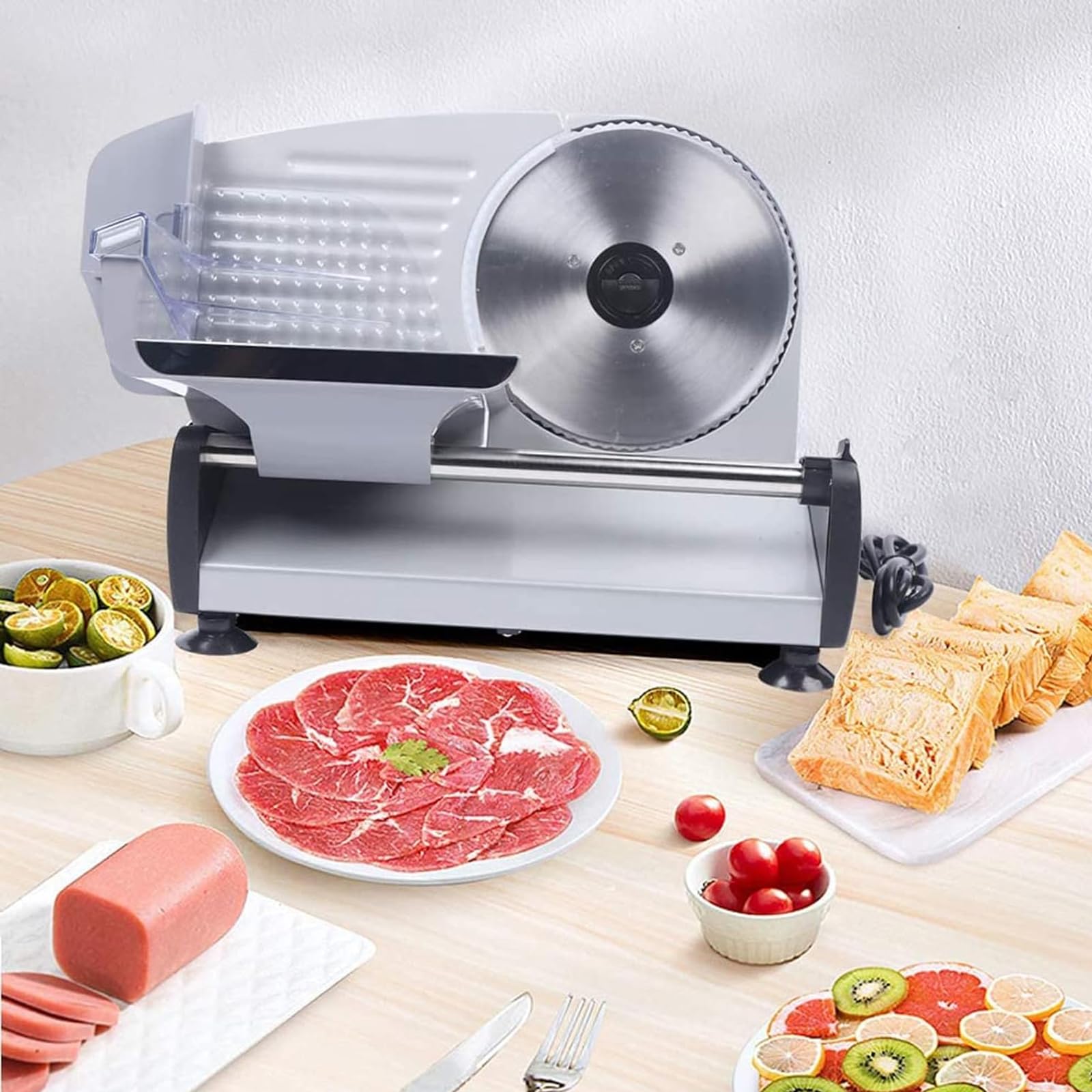 Cortadora eléctrica de Carne y Alimentos, Acero Inoxidable 1-15 mm, cortadora de Carne Comercial automática para Cocineros, cortadora de Carne para Carne congelada,