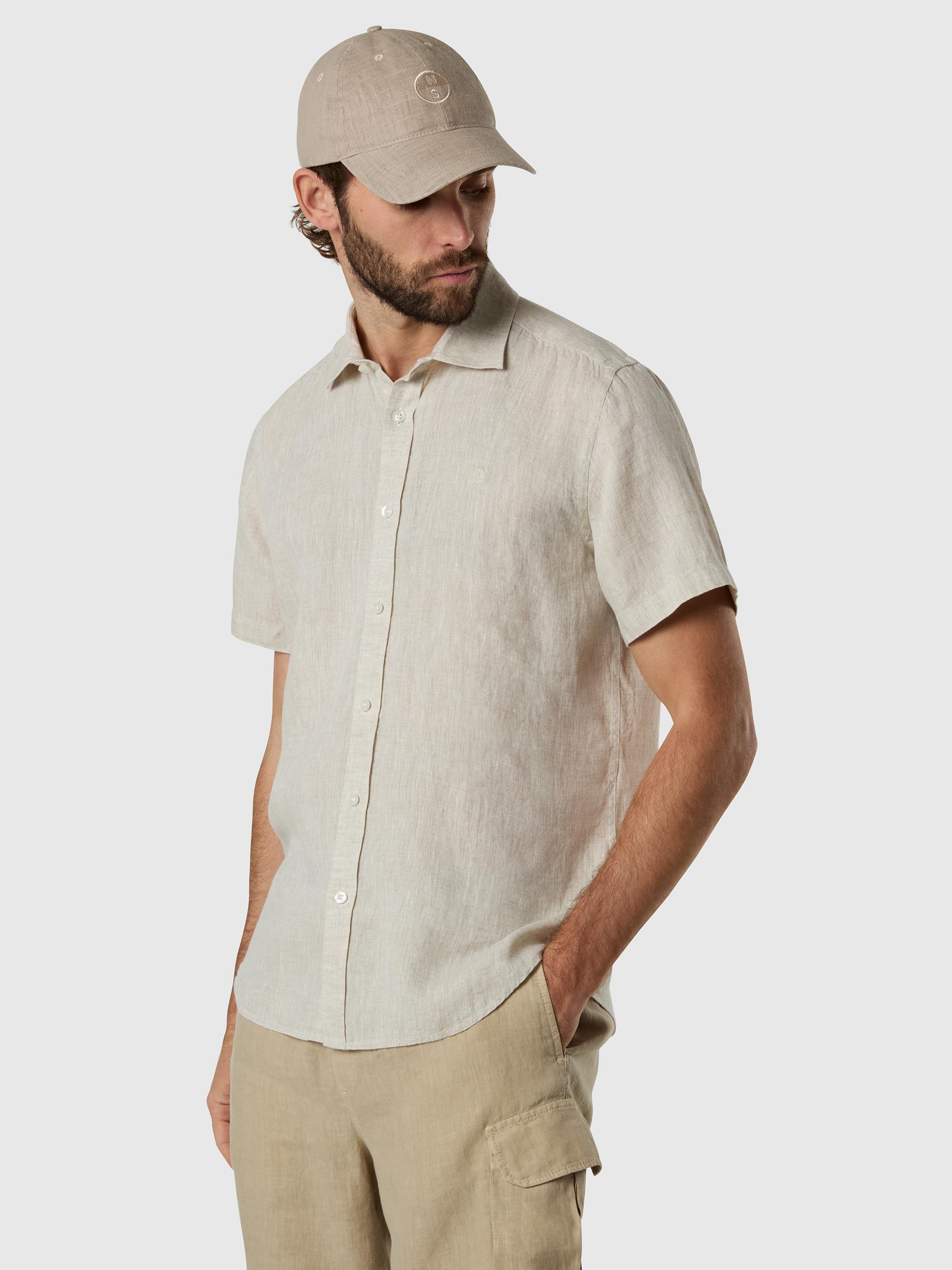 NORTH SAILS Camicia Uomo in Lino European Flax™ MC con Logo Ricamato