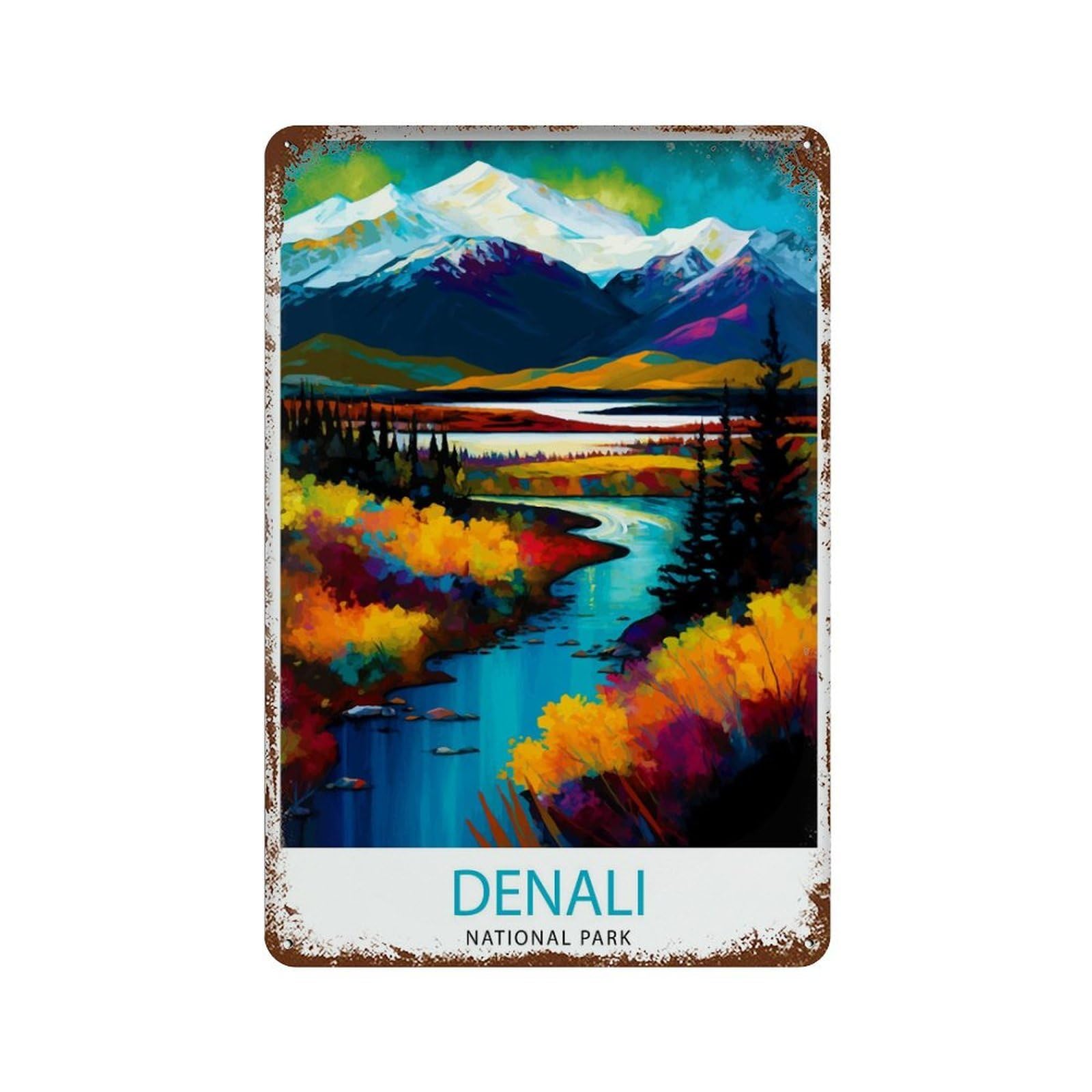 xiaoxiaoshen Denali National Park Alaska Travel_3 Wall Decor Art Metal Tin Poster Modern Home Decor Art Home Bar Shop Decorations Vintage Sign 30x20cm