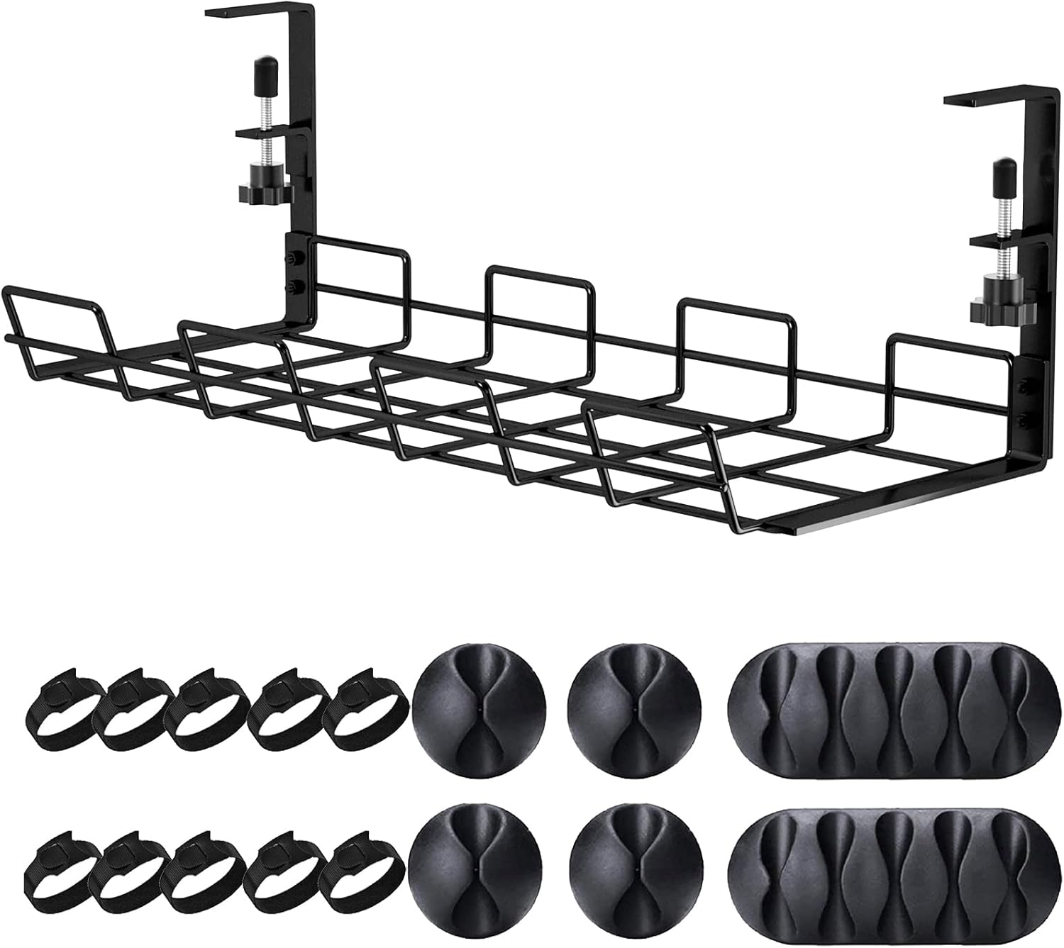 VIVO Black Under Desk Cable Management Tray Organizer For Wire Management