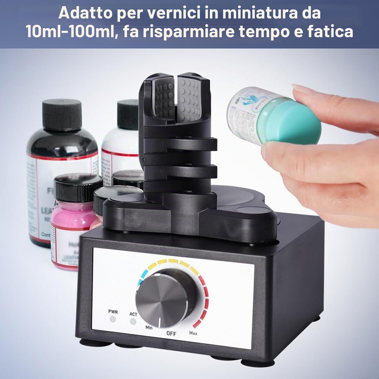 Mini agitatore for vernice Vortex, strumento for agitare for vernice modello hobby fai da te, agitatore con vibrazione irregolare a 360°, miscelatore di velocità a tre marce 300~2400 giri/min