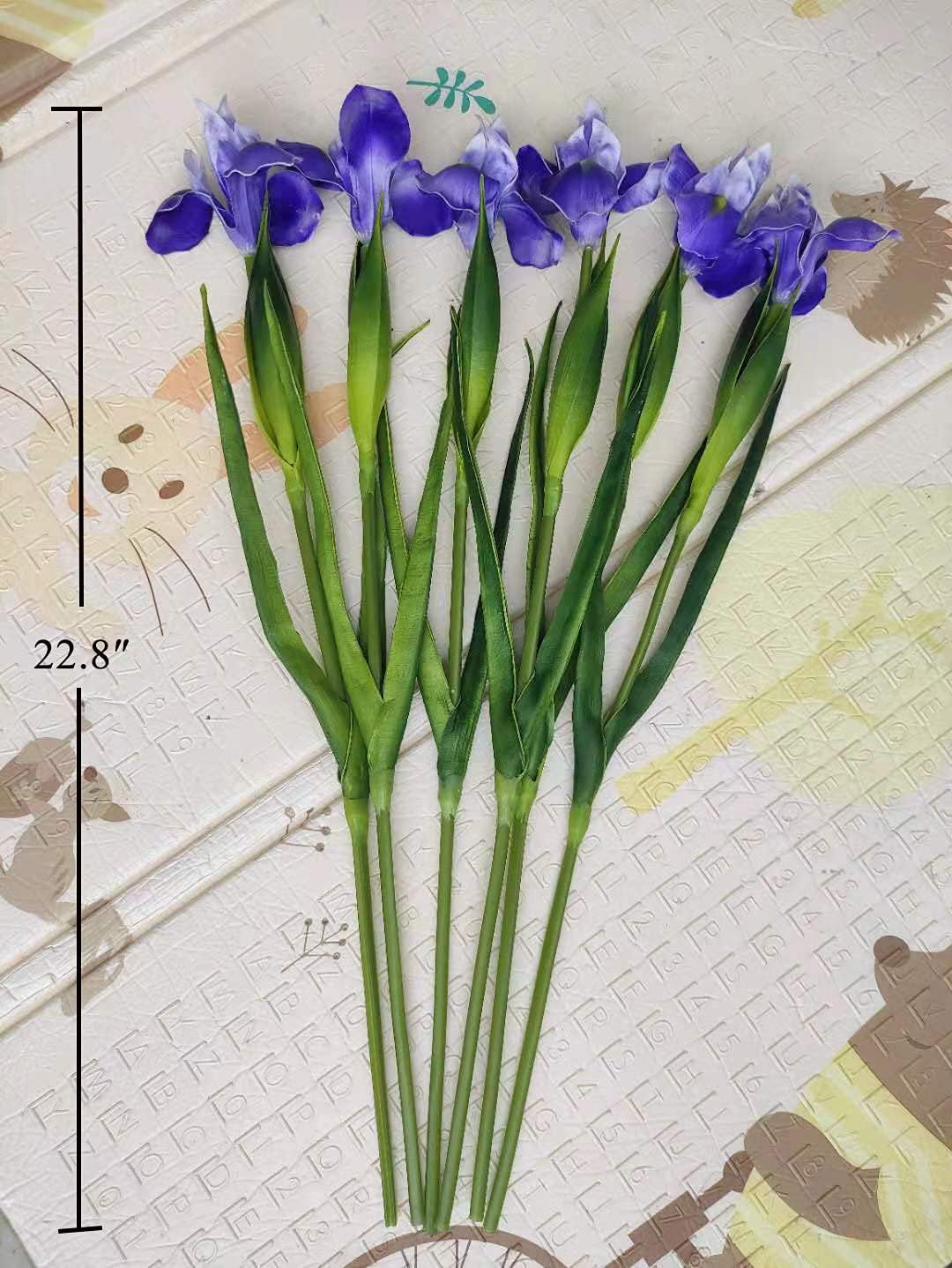 Mona's 6 Pcs Artificial Iris Flower Fake Real Touch Purple Flower Wedding Home Decor Flower Arrangements